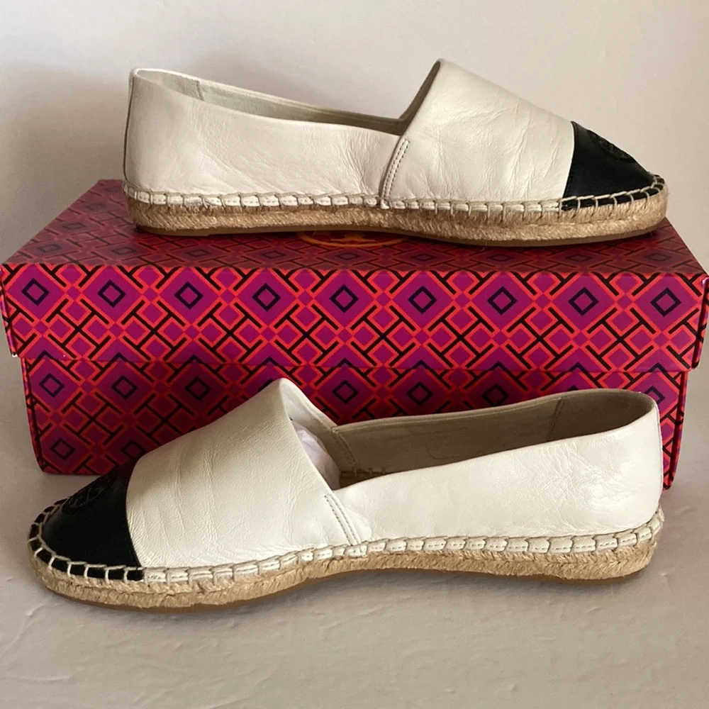 TORY BURCH Leather Color Block Flat Espadrille 7.5